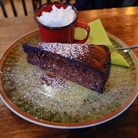 Chocolate-nut cake with date sugar at Cafe Harvest in Vienna