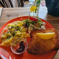 Wiener Schnitzel at Cafe Harvest in Vienna