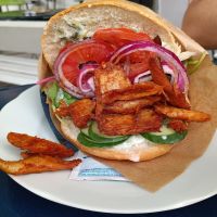 Chicky kebab deluxe at Cafe Harvest in Vienna