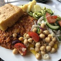 Chili tagesteller from the mittagsbuffet at Cafe Harvest in Vienna