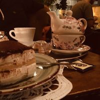 Banana cake and ginger tea.  at Cafe Harvest in Vienna