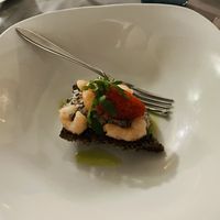 Vegeskagen with cavi-art and vegan shrimp ”vatkis”  at Ravintola Brahe in Hameenlinna