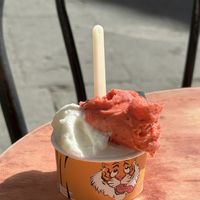 Ice cream (strawberry and lemon)  at Bar Centrale in Grosseto