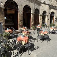 Outside seating (there’s more behind the store)  at Bar Centrale in Grosseto