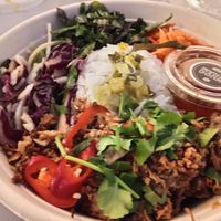 Mushroom rice box at Hop Vietnamese in Manchester