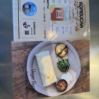 Vegan burrito and kombucha   at Hakumokka in Onna