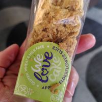The vegan cake was this flapjack in a packet (June 2024) at Caffi Pen Dinas in Aberystwyth