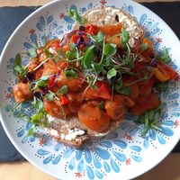 Tomatoey Butter Bean Dish on Toast at Loaf BnB in Berwick-upon-tweed
