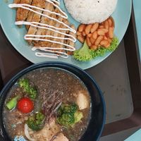 Mock Cutlet Rice and Udon in Mushroom broth at Veggie House 一芳 - HarbourFront in Central Singapore