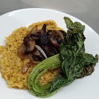 Our sage and butternut squash orzo, with sauteed mushrooms and crispy yukina greens will have you saying "okawari kudasai!" Which means, "seconds, please“ in Japanese! at The Veggie Table in Sendai