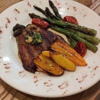 The eggplant steak dish. at The Veggie Table in Sendai