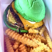 Vegan burger - added chopped chilis   at Wulf Burger in Richardson