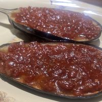 Baked eggplant with tomato chutney   at Kuzina in Astana