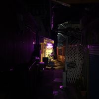 The alley in the dark at Shinsekai Paprika Shokudo Vegan in Osaka