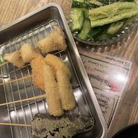 Cucumber and grilled sticks   at Shinsekai Paprika Shokudo Vegan in Osaka