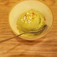Matcha ice cream at Shinsekai Paprika Shokudo Vegan in Osaka