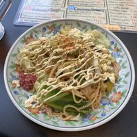 fried noodles with soya meat   at Shinsekai Paprika Shokudo Vegan in Osaka