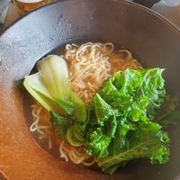 VEG TEMPURA RAMEN: Home made veg broth, mixed veg tempura, tokyo noodles, kikurage mushroom, nori at Zumuku Sushi in Wilmslow