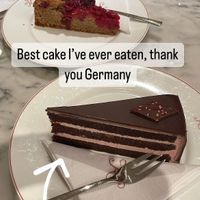 Cherry cake in the back, raspberry chocolate in the front   at Cafe Kreutzkamm in Munich