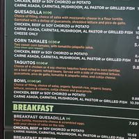 Partial menu at Hugo's Tacos in Studio City