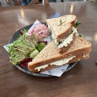 No egg mayo sandwich with coleslaw and side salad.  at Larder Café in Fort William