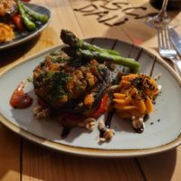 Mushroom with Roasted Vegetables and Mediterranean Pesto at Tasca Dali in Warwick
