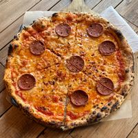 Vegan Pepperoni pizza  at Pizza by Vinnie - The Oil Basin Brewhouse in Worcester
