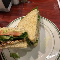 ELT (eggplant bacn, lettuce, tomato) with avacado and v mayo, on 7 grain bread  at Green Lotus Cafe in Hyannis