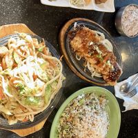 Teriyaki tofu, tofu udon, and pineapple fried rice   at Koriander in Corvallis