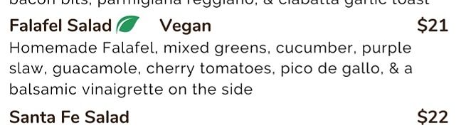 Falafel salad option  at Claudine's Eatery in Fredericton