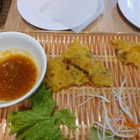 Famous Hue pancake vegetarian - ate a bit before pic:) at Cozy Restaurant Huế  in Hue