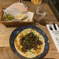 Hummus with mushroom starter   at Feinberg's in Berlin
