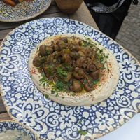 Hummus was less tasty this time. I'd recommend getting a small one. at Feinberg's in Berlin