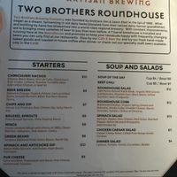 menu at Two Brothers Roundhouse in Aurora