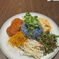 Nasi Kerabu with “chicken” percik  at SAVOR in Kuala Lumpur