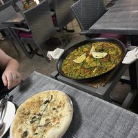 Vegetable Paella with Garlic and Rosemary Focaccia  at Punto Italia in Mallorca