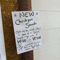 Chickpea smash at Little Curious Bagels in Whanganui