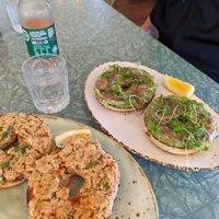 Chickpea smash + avo at Little Curious Bagels in Whanganui