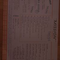 The menu at Mission Taqueria in Philadelphia