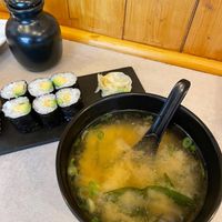 Miso soup and avocado maki   at Dingsway Sushi in Durham