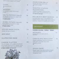 Menu Oct 2024 at Banrock Station - Maybe closed in Kingston On Murray