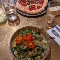 "One and only ravioli" and "No pepperoni pizza" at Vegitalian in Amsterdam