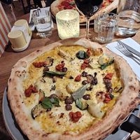 Bell Pepper and roasted veggies pizza (vegan) at Vegitalian in Amsterdam