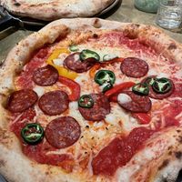 Vegan pepperoni pizza  at Vegitalian in Amsterdam