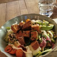 Tofu bowl with lime aioli sauce and rice at Deliberi - Hansakvarteret  in Turku