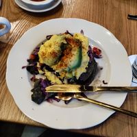 Tostada with black beans and Just Egg at Hope Breakfast Bar  in Eagan
