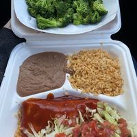 Enchilada plate with a side of steamed broccoli   at El Rancho Taqueria in Rohnert Park