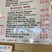 McDougal menu at El Rancho Taqueria in Rohnert Park