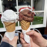 Lemon sorbet & dairy free cherry chocolate ice cream   at Miele's Gelateria - Inverness in Inverness