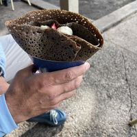 Vegan crepe with strawberries and bananas  at The Crepe Shack Aspen in Aspen